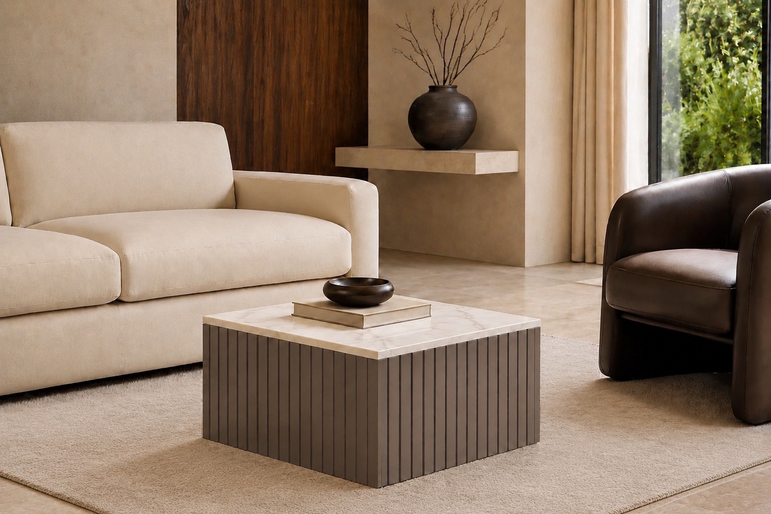 The Form Slatted Square Coffee Table - Image 3
